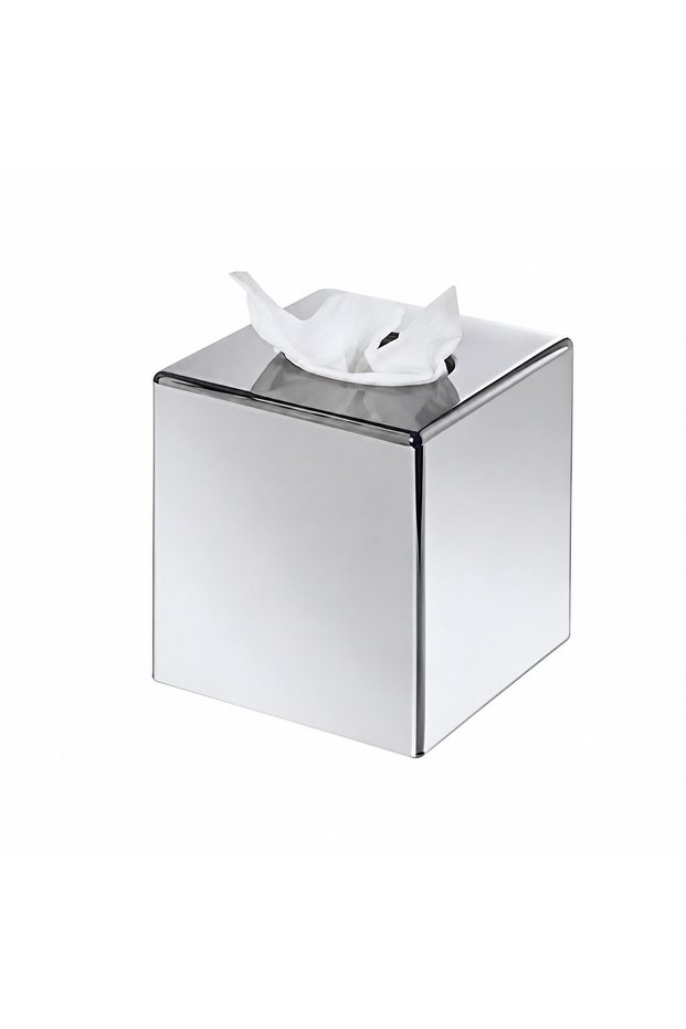 Tissue Box, Countertop, Square, Abs - Chrome