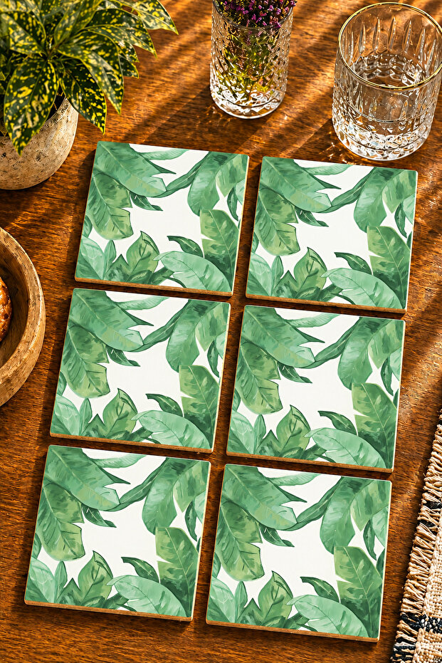 Abstract - Bohemian Themed Modern Set of 6 Coasters - Uv Printing Mdf - 10X10 cm