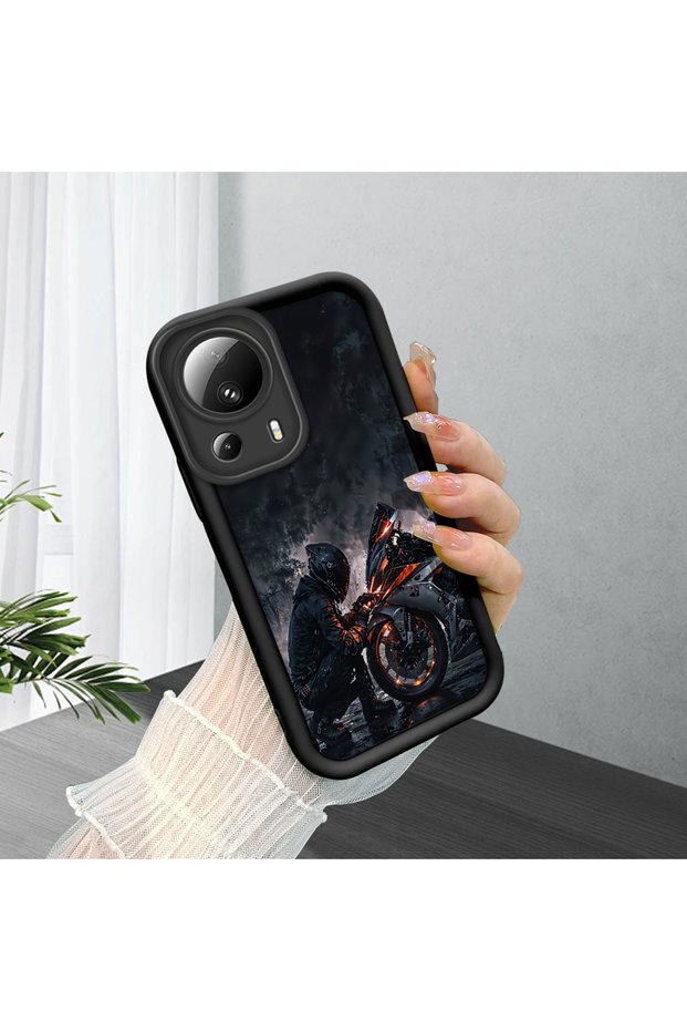 Mi 13 Lite Compatible Motorcycle and Sports Car Patterned Silicone Case, Stylish Design