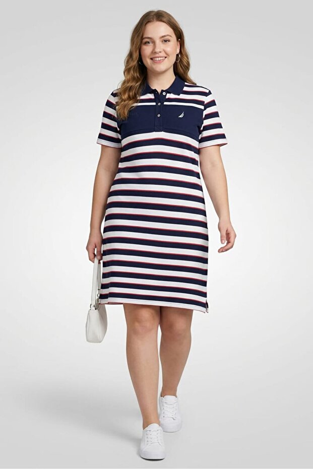 Women Stripe Polo Dress, Multicolor