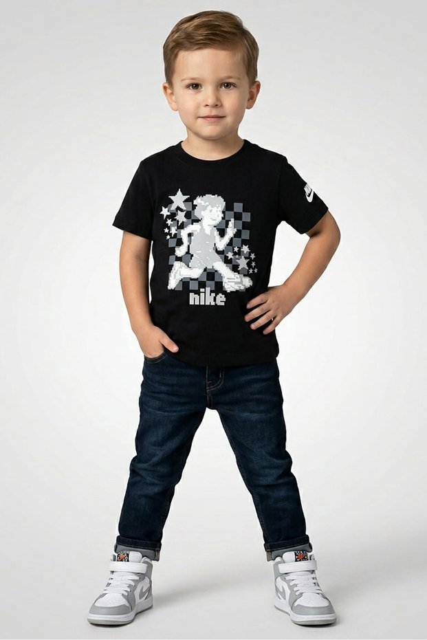 Toddlers Boy Graphic Print Short Sleeve Outdoor T-Shirt, Black