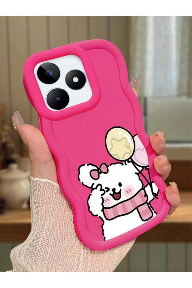 Realme C53 Compatible Case Camera Protector Red Silicone Couple Phone Case Cat Pattern