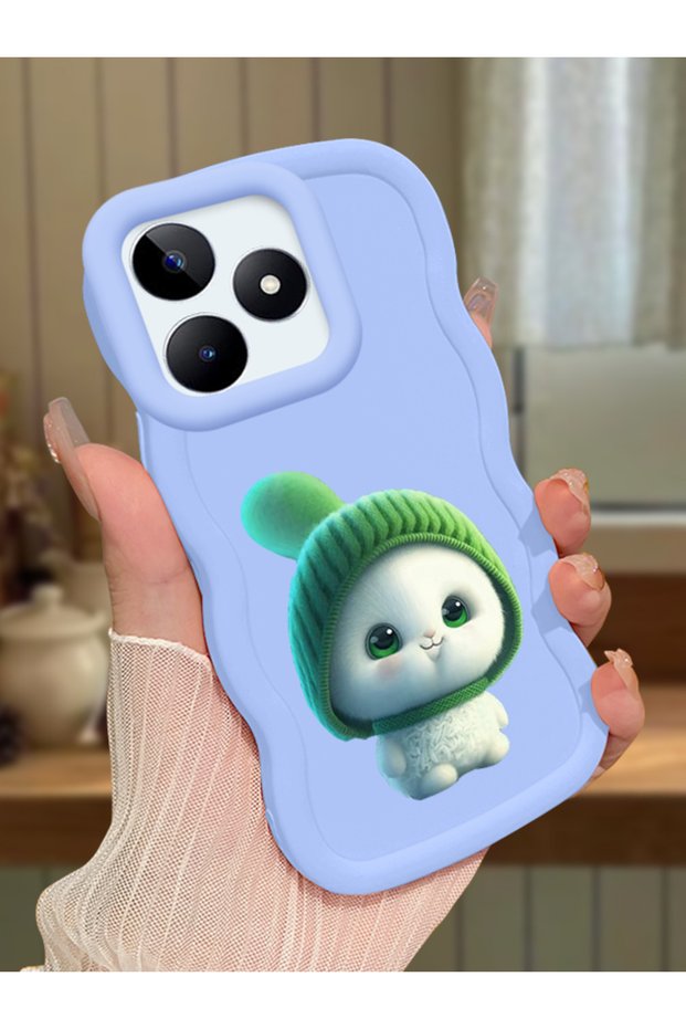 Realme C51 Compatible Case Camera Protector Blue Silicone Couple Phone Case Cute Pattern