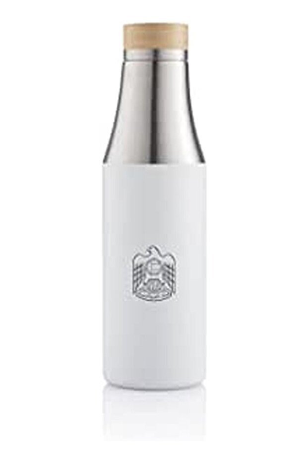Rovatti UAE Logo Printed Pola Breda Stainless Steel Water Bottle 560 ml (White)