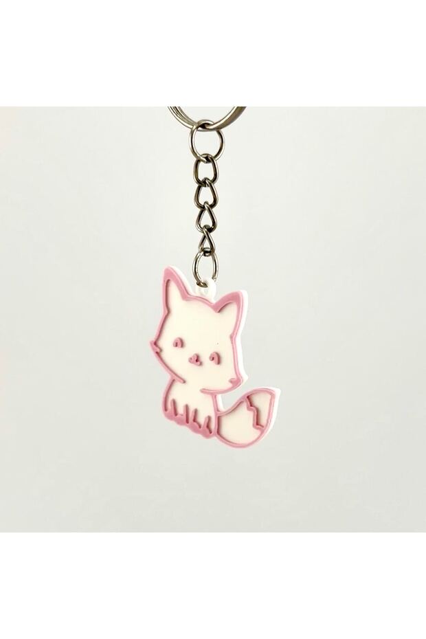 Fox Keychain - Ideal accessory for Backpack or keys - premium plastic