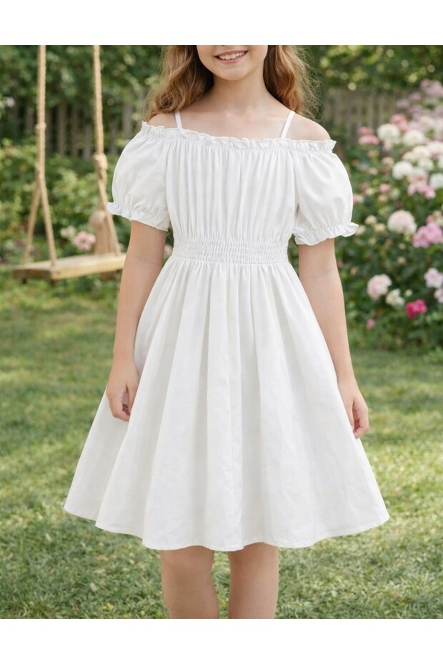 Girl's Dress with Gipe Elasticated Details, Suitable for the Concept of the Range.