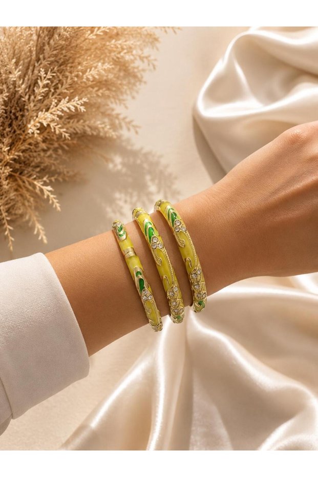 1 Piece Yellow Green Enamel Stainless Steel Bracelet Women's Modern Bracelet