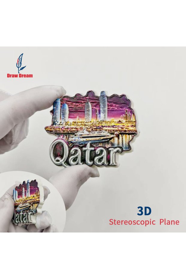 Above the City 1Pc Qatar 3D Stereo Refrigerator Magnet, a World Travel Souvenir Collectible, Travel