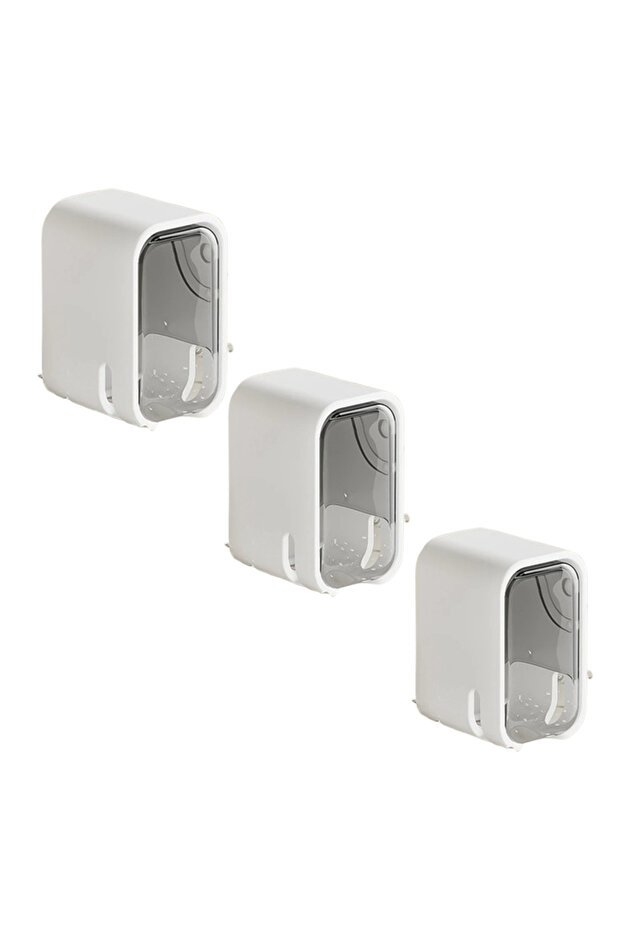 gray-3pcs 3pcs Toothbrush Rack Wall-mounted Punch-free Toothbrush Hook Bathroom Toothbrush Storage r
