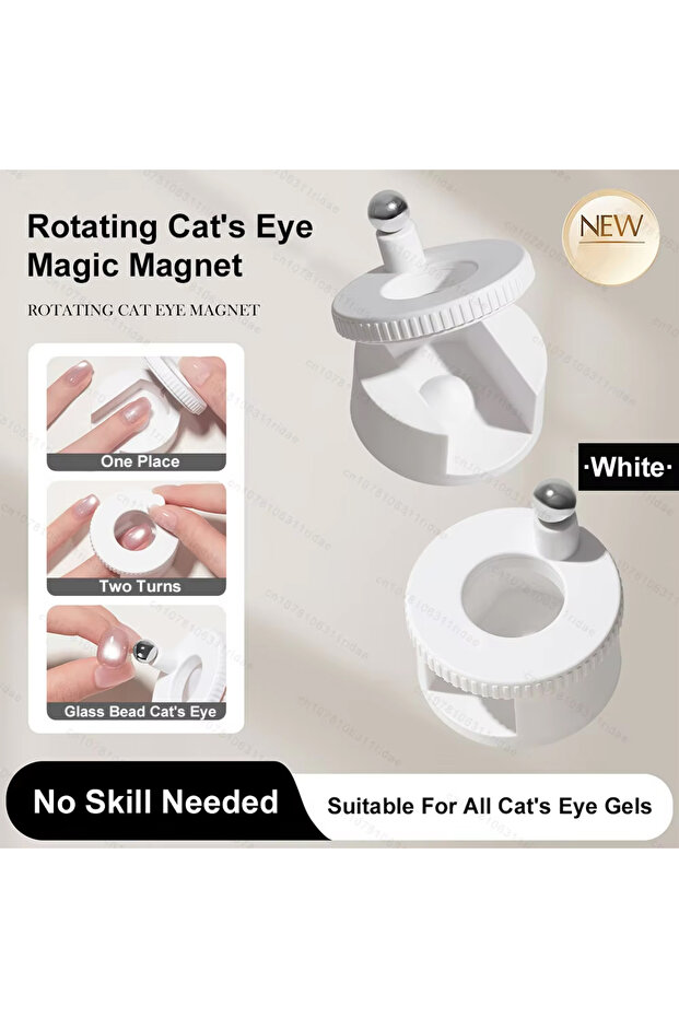 White Rotating Cat Eye Nail Magnet Wide Light Glass Bead Effect Multifunctional Strong Automatic Nai