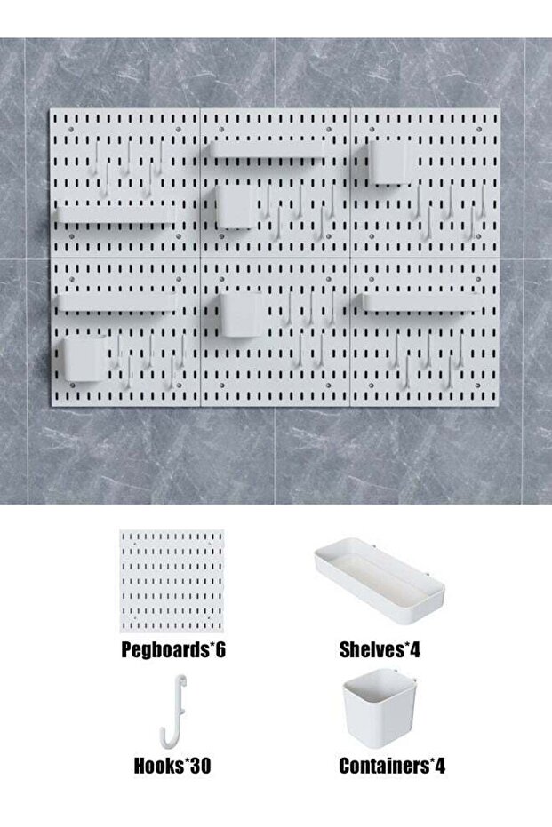CozyNest Pegboard Wall Organizer Kit, Wall Shelf Storage Display Rack, 6 Pack Modular Hanging for Wall