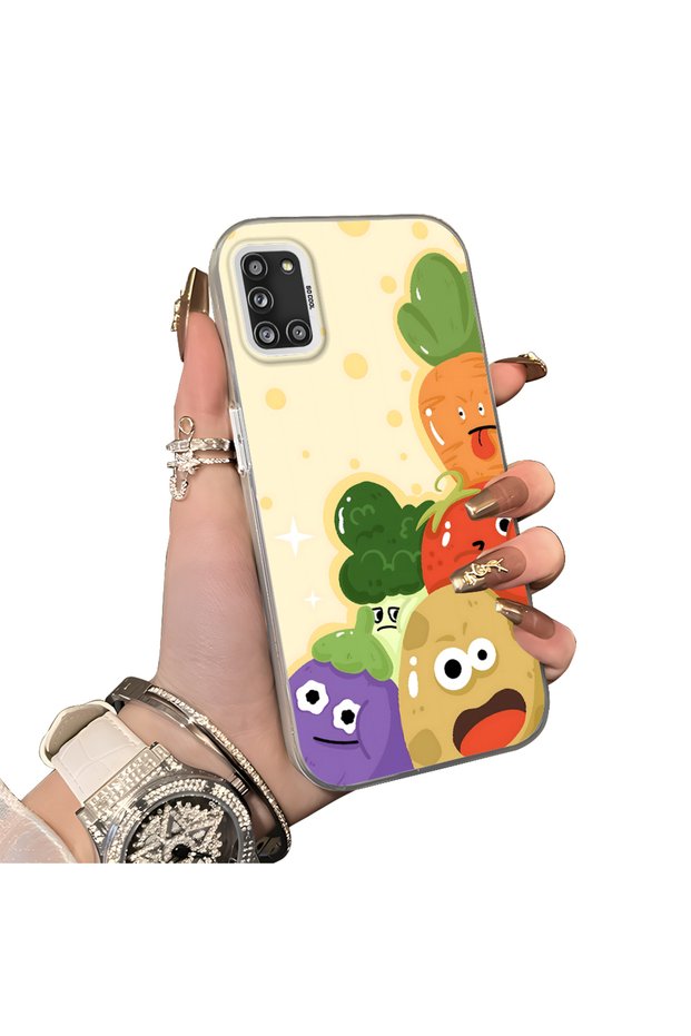Samsung Galaxy A31 Compatible Silicone Edge Hard Back Case Couple Phone Case with Cartoon Pattern