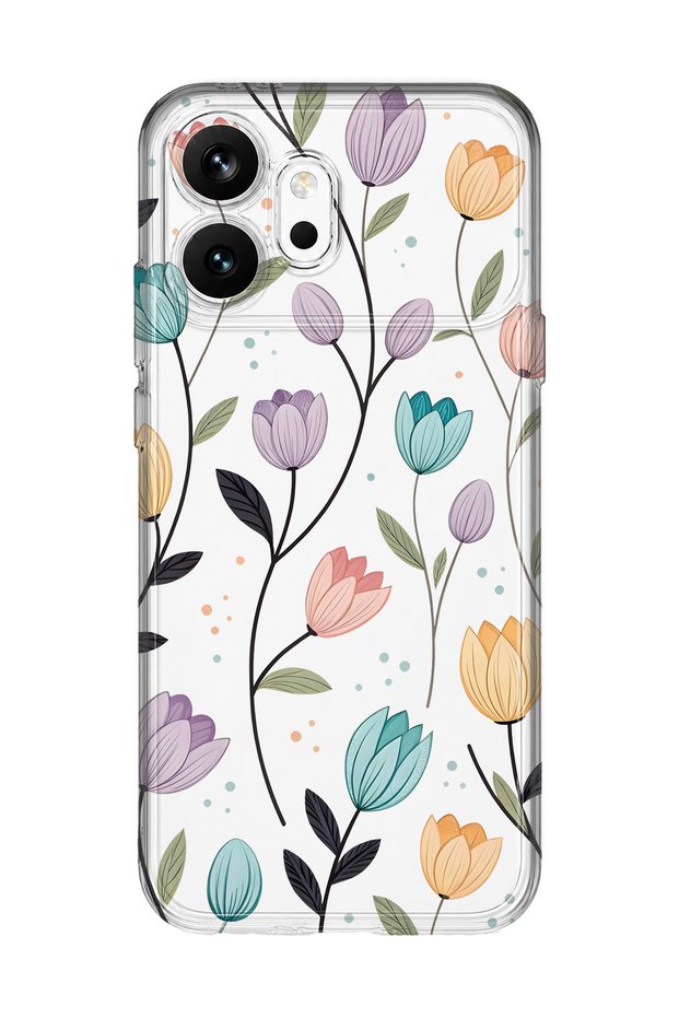 Honor 600 Compatible Tulip Flower Pattern Transparent Phone Case