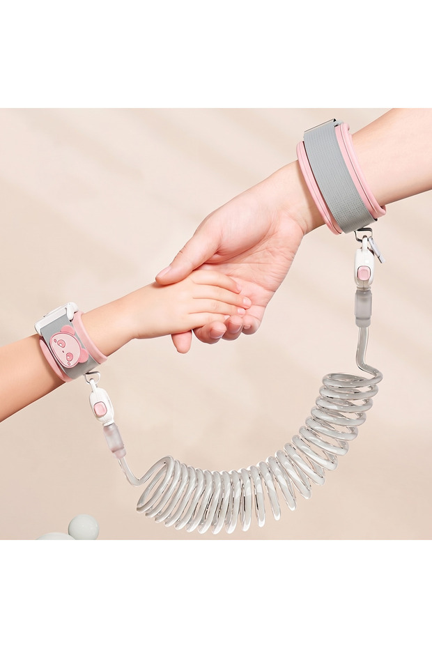 Child Anti-Lost Wristband with Key Lock Safety Clamp Spiral Cord Anti Lost Safety Band