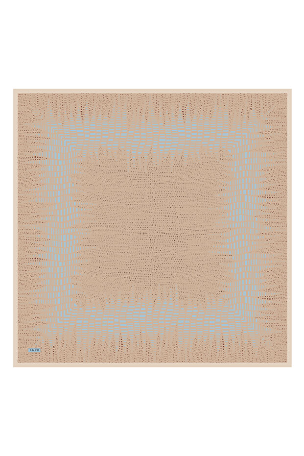 وشاح من الساتان الحريري باللون البيج الداكن مقاس 90X90