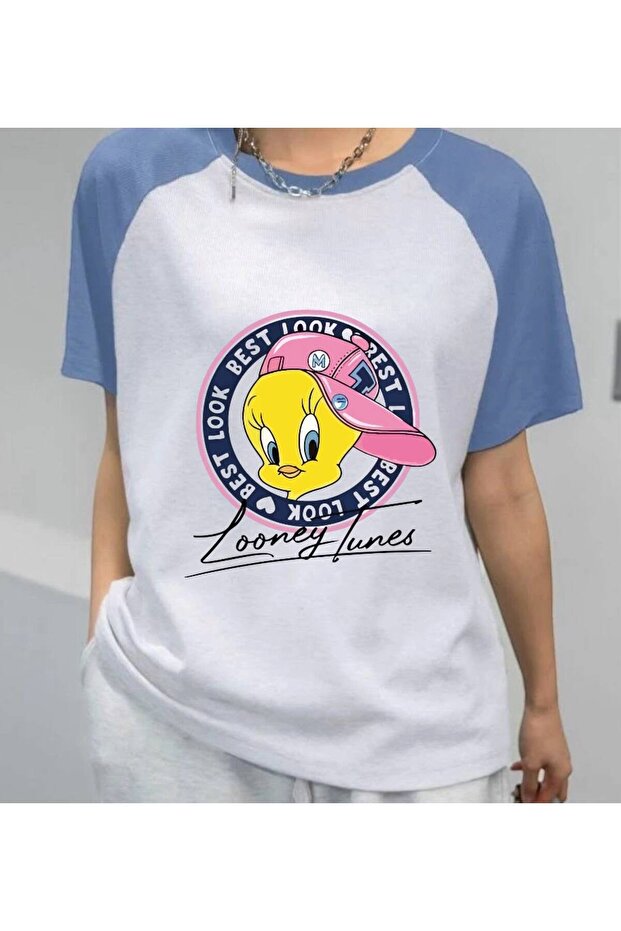 Looney Tunes Tweety Printed Blue Raglan Sleeve T-Shirt