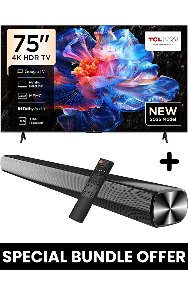 75-Inch P6K UHD LED 4K Smart TV + 2.0 Channel Premium Soundbar | Google TV, AiPQ Processor