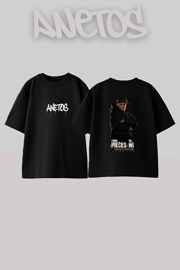 50 Cent_40 Design Printed Unisex Oversize Black Tshirt