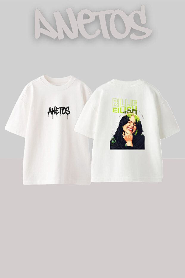 Billie Eilish_116 Design Printed Unisex Oversize White Tshirt