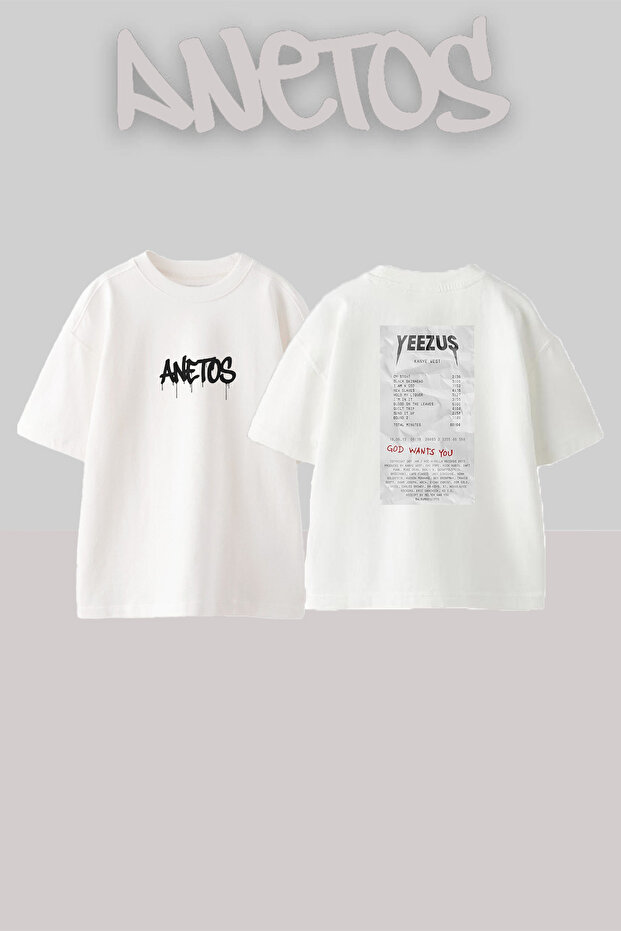 Yeezus Kanye West Design Printed Unisex Oversize White Tshirt