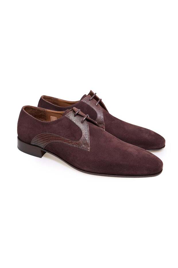 Brown Lace-Up Genuine Leather Suede Men's Shoes