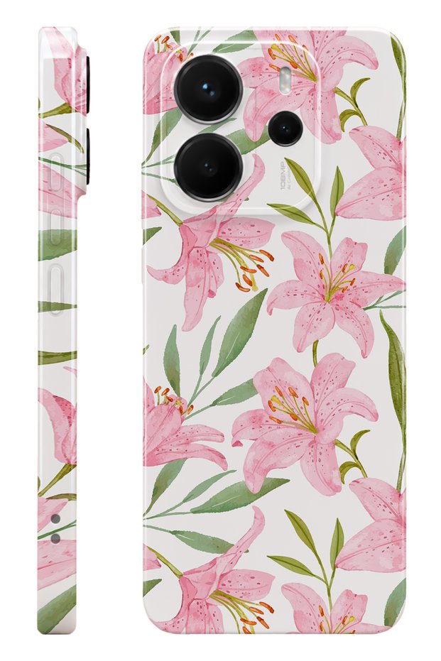 Xiaomi Redmi Note 14 Pink Flower Protect Slim Glossy Full Print Camera Protected Phone Case