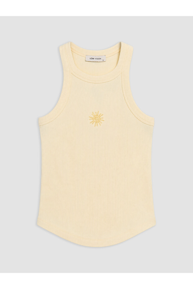 Lcw Vision Yellow Halter Neck Beaded Embroidered Women's Tank Top