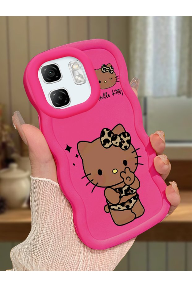 Infinix Hot 50I Compatible Case Camera Protector Red Silicone Couple Phone Case Kitty Pattern