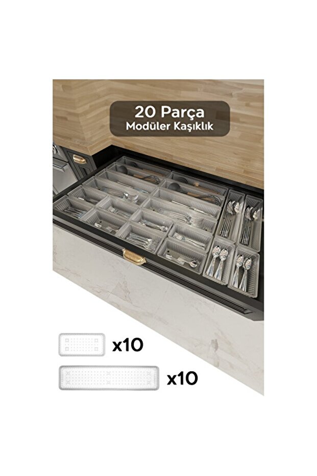 20-Piece Modular Cutlery Organizer Set, Organizer for Drawer