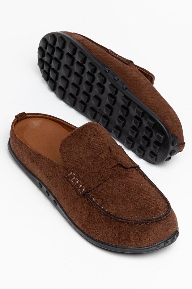 Irene Women's Brown Suede Poly Sole Detailed Slippers