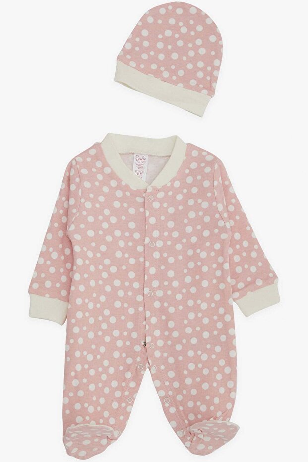 Baby Girl Booties Jumpsuit Polka Dot Patterned 0-3 Months-6 Months, Pink