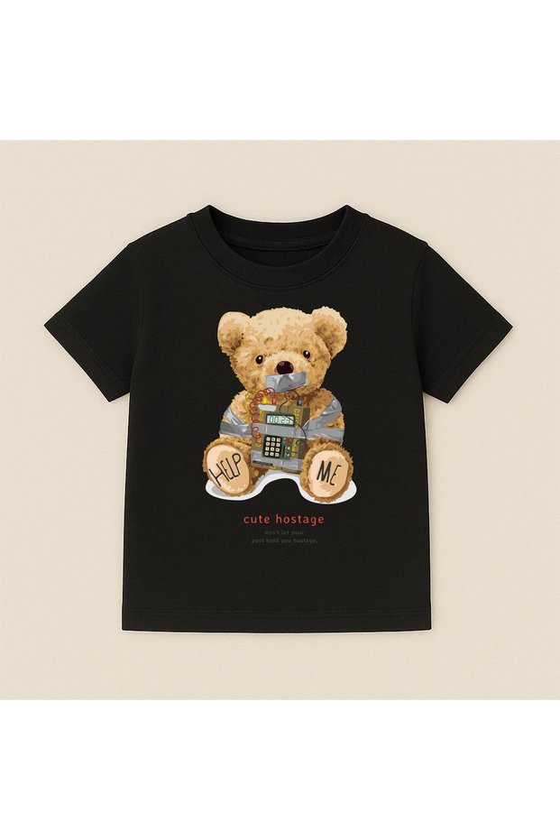 Teddy Bear Printed Crew Neck Cotton Short Sleeve Kids & Youth T-Shirt