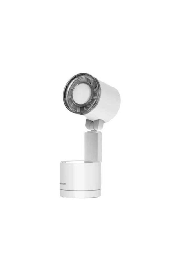 Como Foldable Rechargeable Lamp Fan with LED Light, 7200mAh Battery, 5-Speed Levels, Digital Display, USB-C Charging, 50H Runtime - White