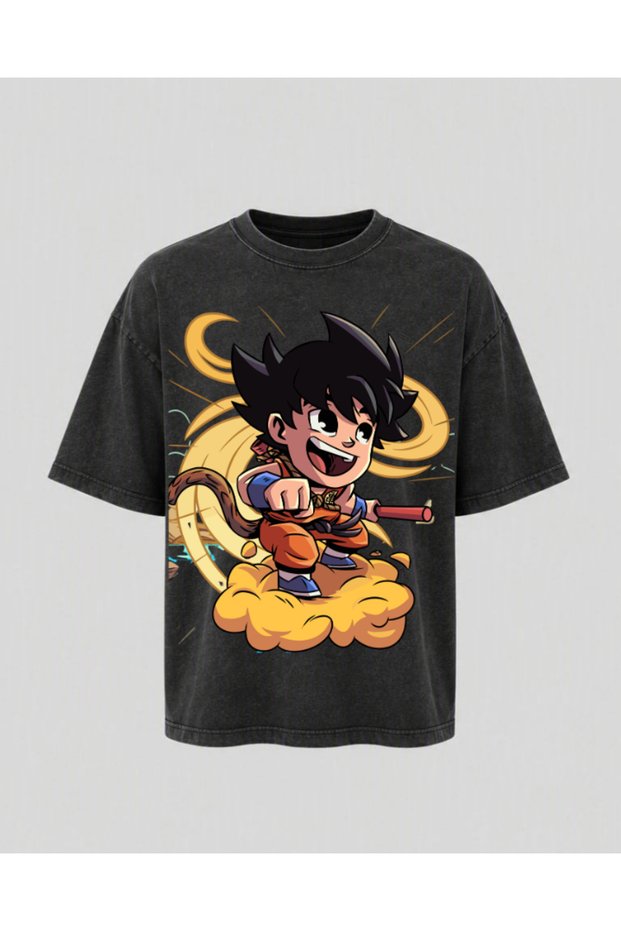 Warrior on the Cloud Printed Oversize Unisex T-Shirt Anime-Inspired Graphic Streetwear Casual T-Shirt