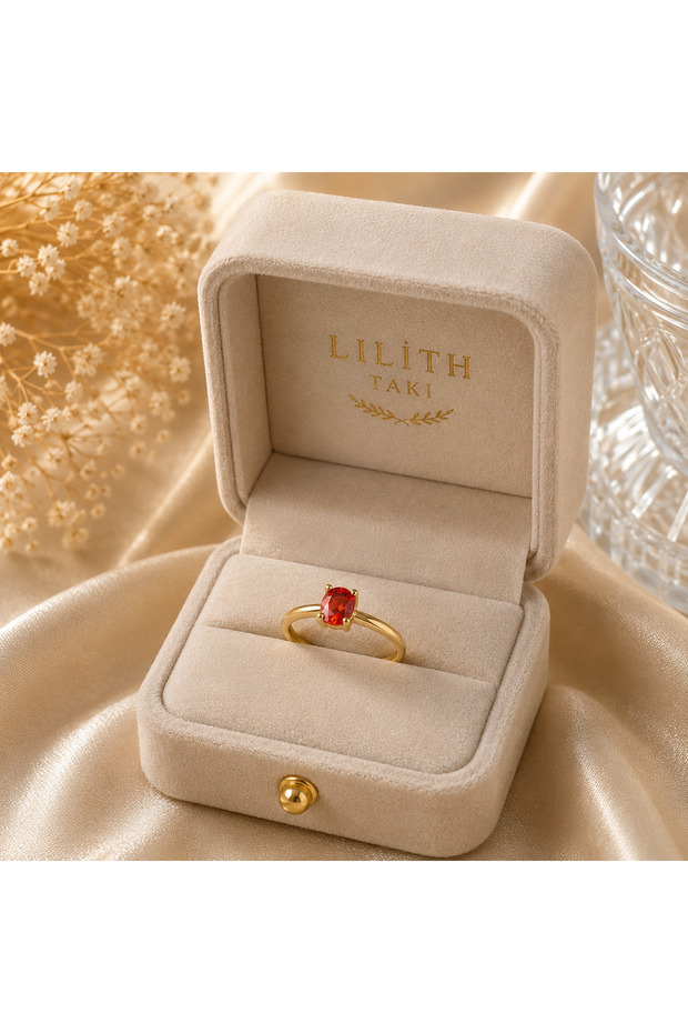 Orange Zircon Single Stone Gold Women's Ring | Elegant Minimal Design | Adjustable Stylish Ring