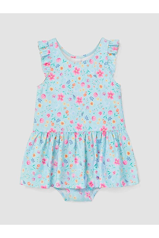 Floral Patterned Girl's Swimsuit (S6)