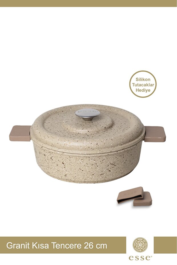 Granite Cast Iron Pot Cast Iron Lid Self Steaming 26 cm