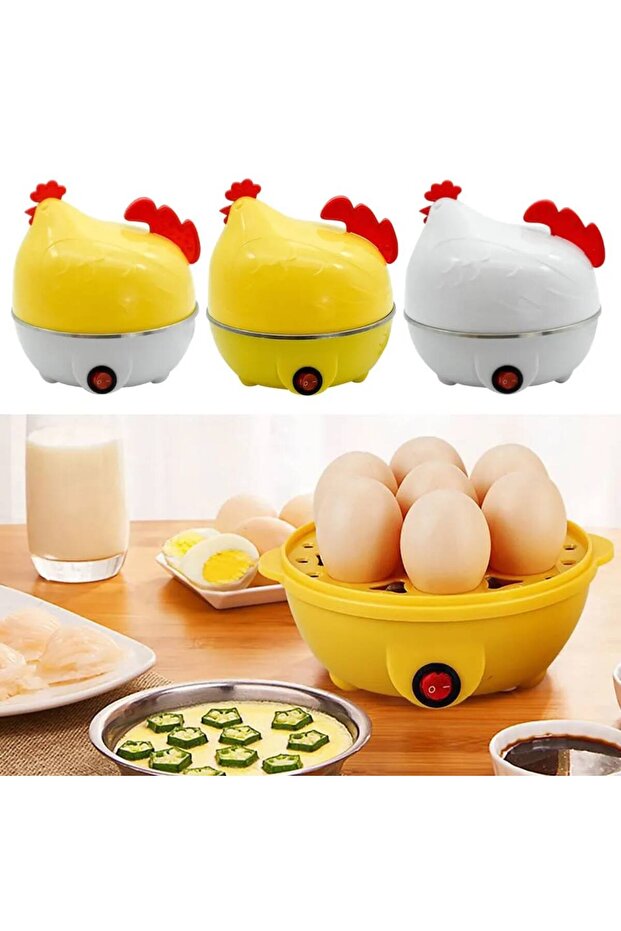 Yellow Egg Cooker - 7 Egg Capacity, Fast Electric Boiler for Hard, Soft, and Medium Eggs