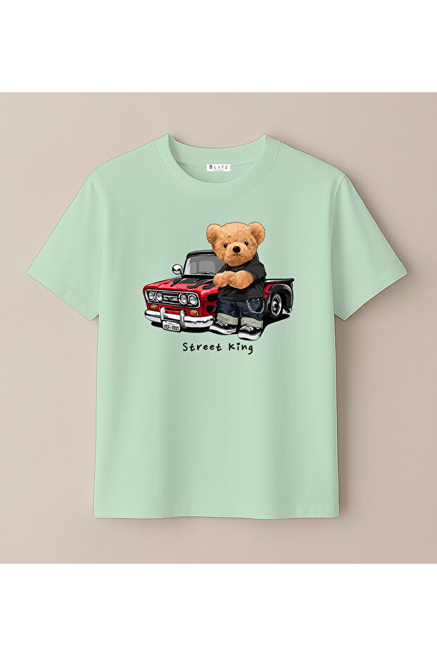 Street King Cool Bear Design Printed Children's T-Shirt (Ages 4-13)