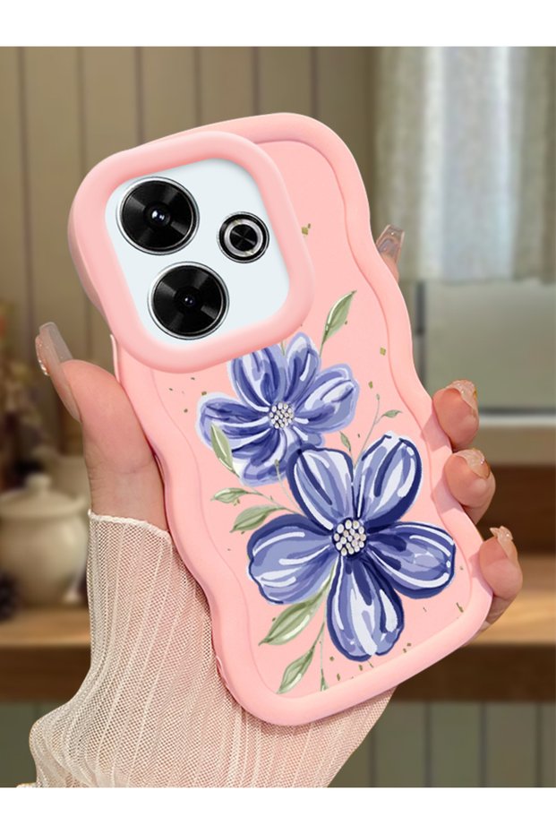 Redmi 13 Compatible Case Camera Protector Pink Silicone Couple Phone Case Floral Pattern