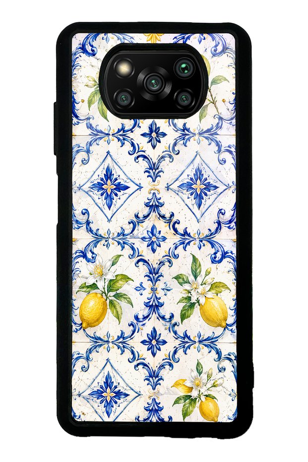 Xiaomi Poco X3 Glossy Phone Case with Sapphire Lemon Tiles Design