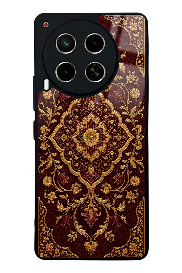 Tecno Camon 30 Burgundy Ottoman Gold Design Glossy Phone Case