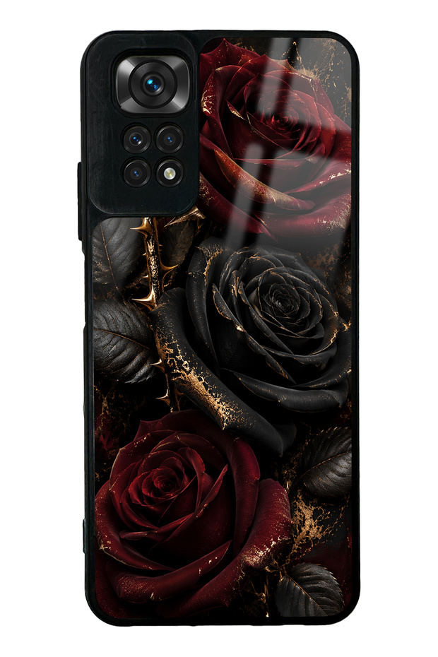 Xiaomi Redmi Note 11S Glossy Phone Case with Obsidian Crimson Rose Design