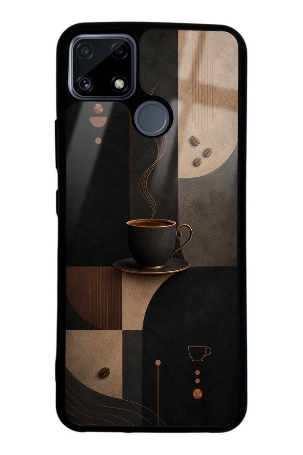 Realme C25 Glossy Phone Case with Black Mocha Coffee Design