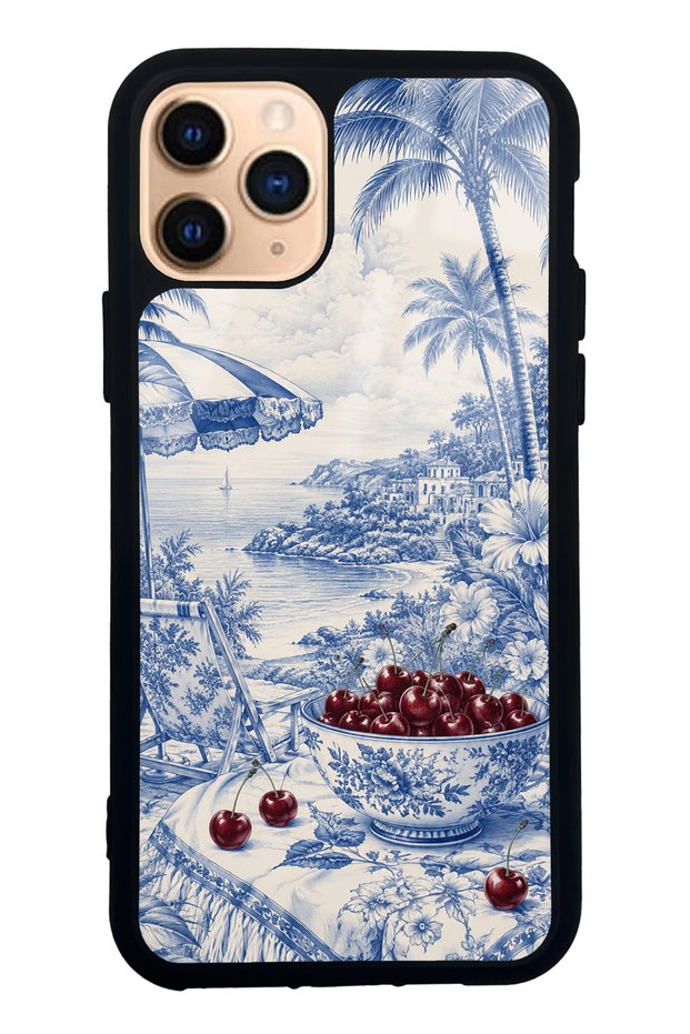 iPhone 11 Pro Blue Porcelain Cherry Coast Design Glossy Phone Case
