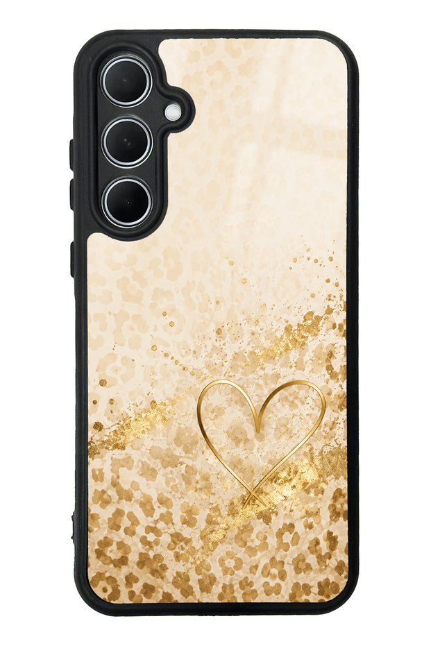 Samsung A35 Golden Heart Glow Design Glossy Phone Case