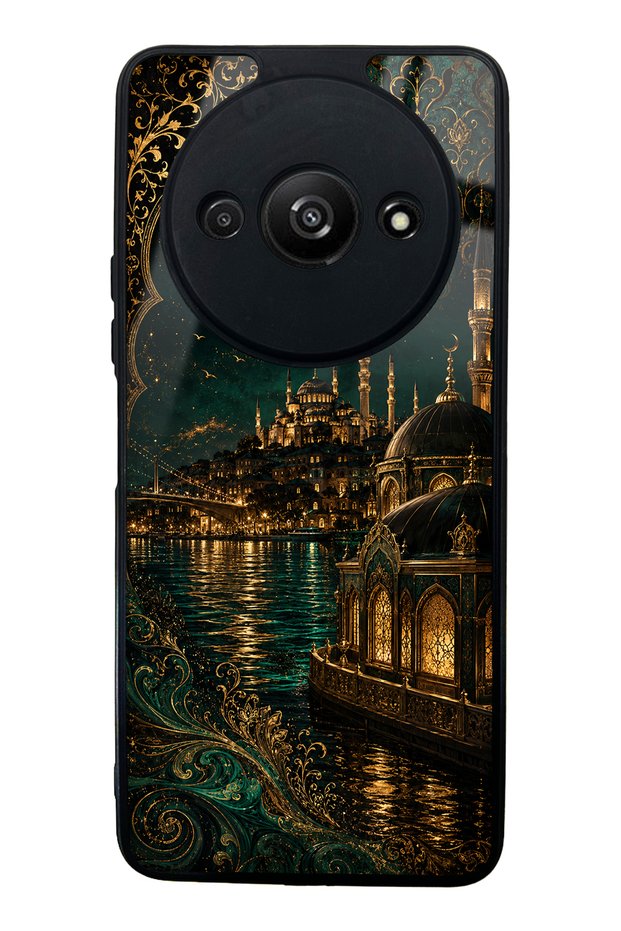 حافظة هاتف Xiaomi Redmi A3 بتصميم ملكي لامع من سلسلة Emerald Bosphorus Palace