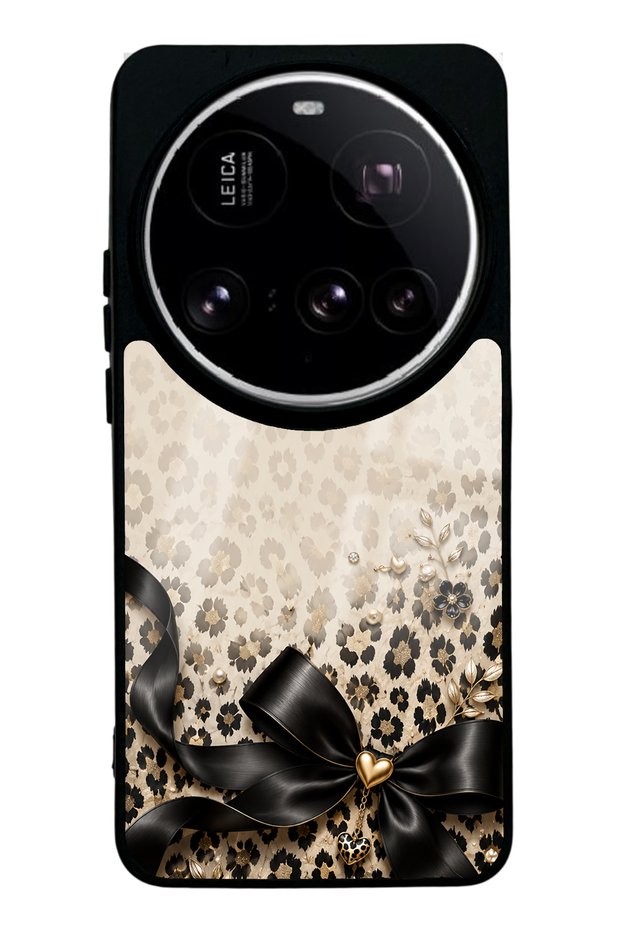 Xiaomi 15Ultra Golden Leopard Bow Design Glossy Phone Case