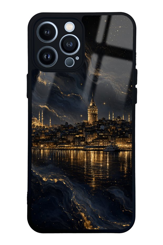 iPhone 13 Pro Max Golden Galata Night Design Glossy Phone Case