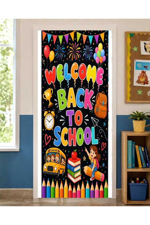Elastic Door Decoration, Fabric Door Dressing, Welcome Back to School Themed, Classroom Door, School Event Door Decoration